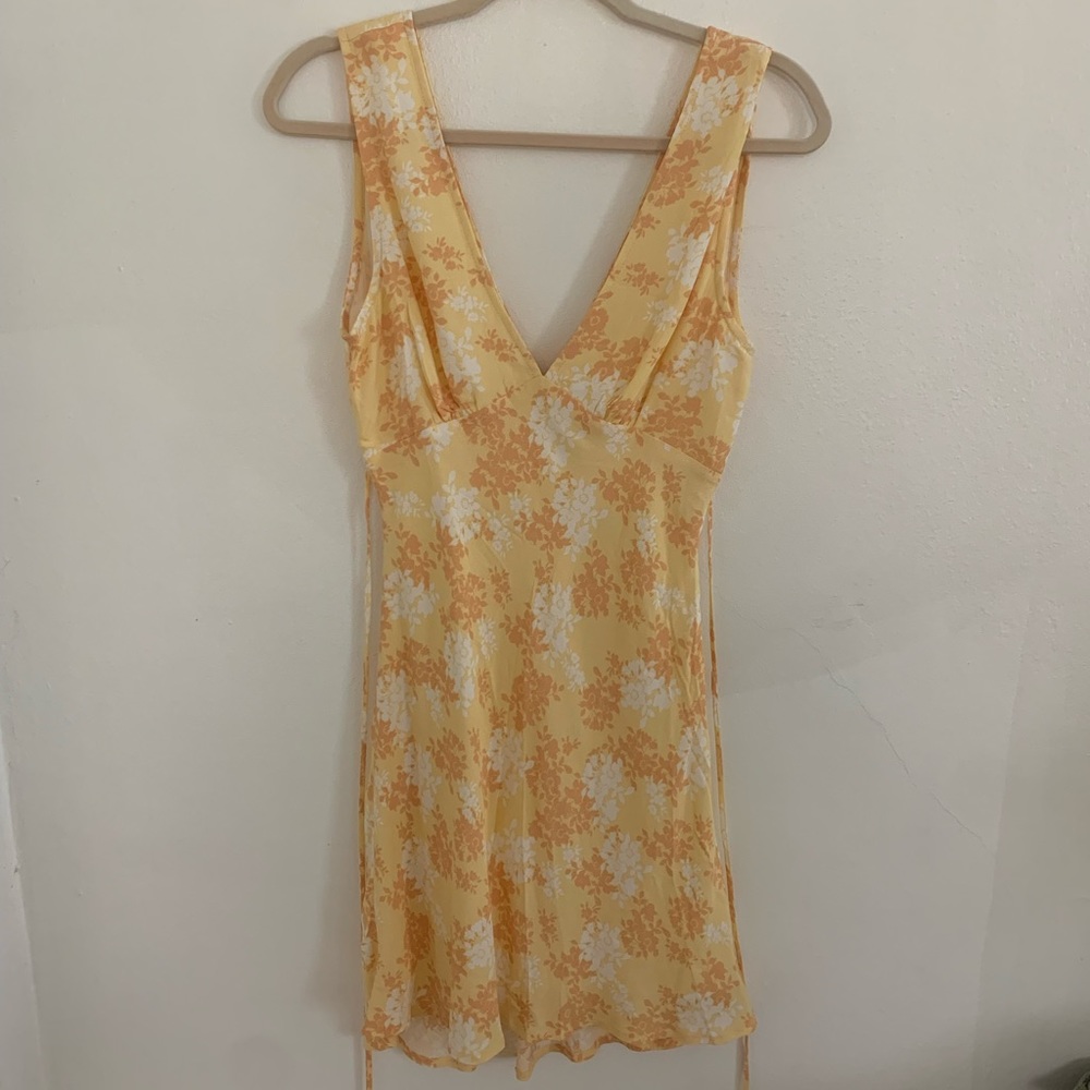Yellow floral mini dress